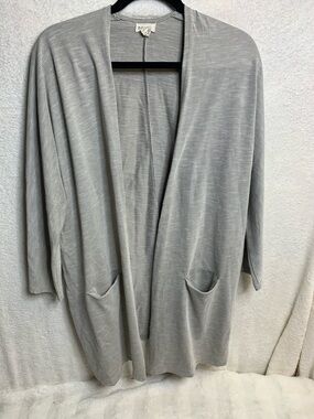 DONNI. Light Gray Ribbed Open Cardigan